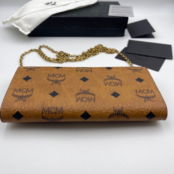 MCM Full set wallet on chain crossbody bag Millie leather Camel in leather logo - Picture 14 of 15